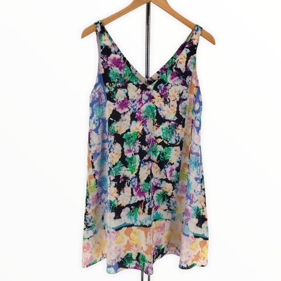 Nanette Lepore Silk Wildflower Shift Dress Sleeveless V Neck size XS - Picture 2 of 13
